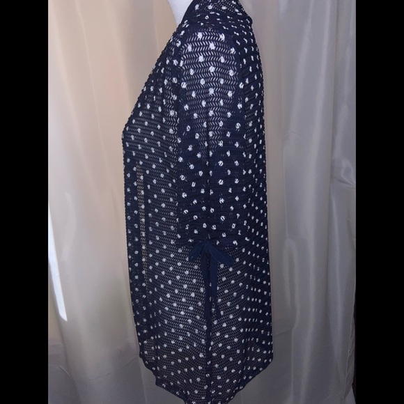 JM Flourette Women’s size large Blue w/White Polka Dots cardigan (C) - Picture 2 of 7